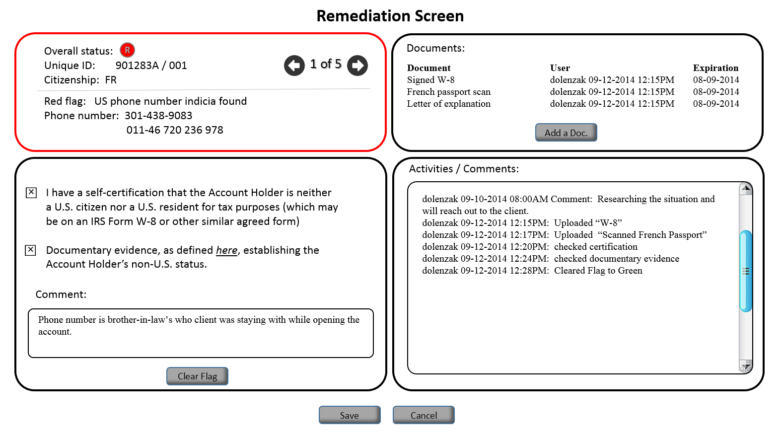 FATCA One Remediation